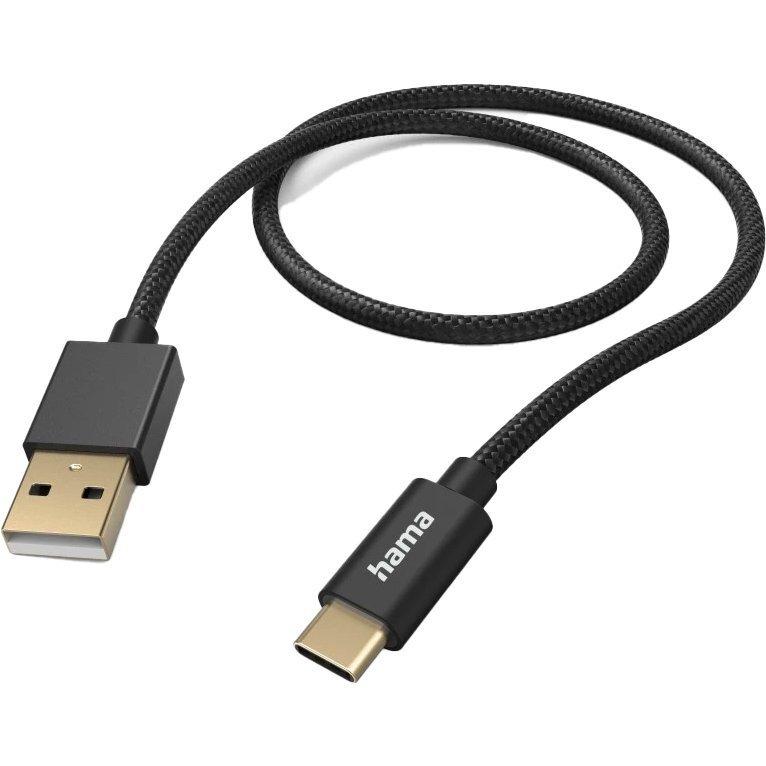 HAMA Кабель USB-A > USB-C заряджання/синхронізації 1,5м, плетений, чорний
