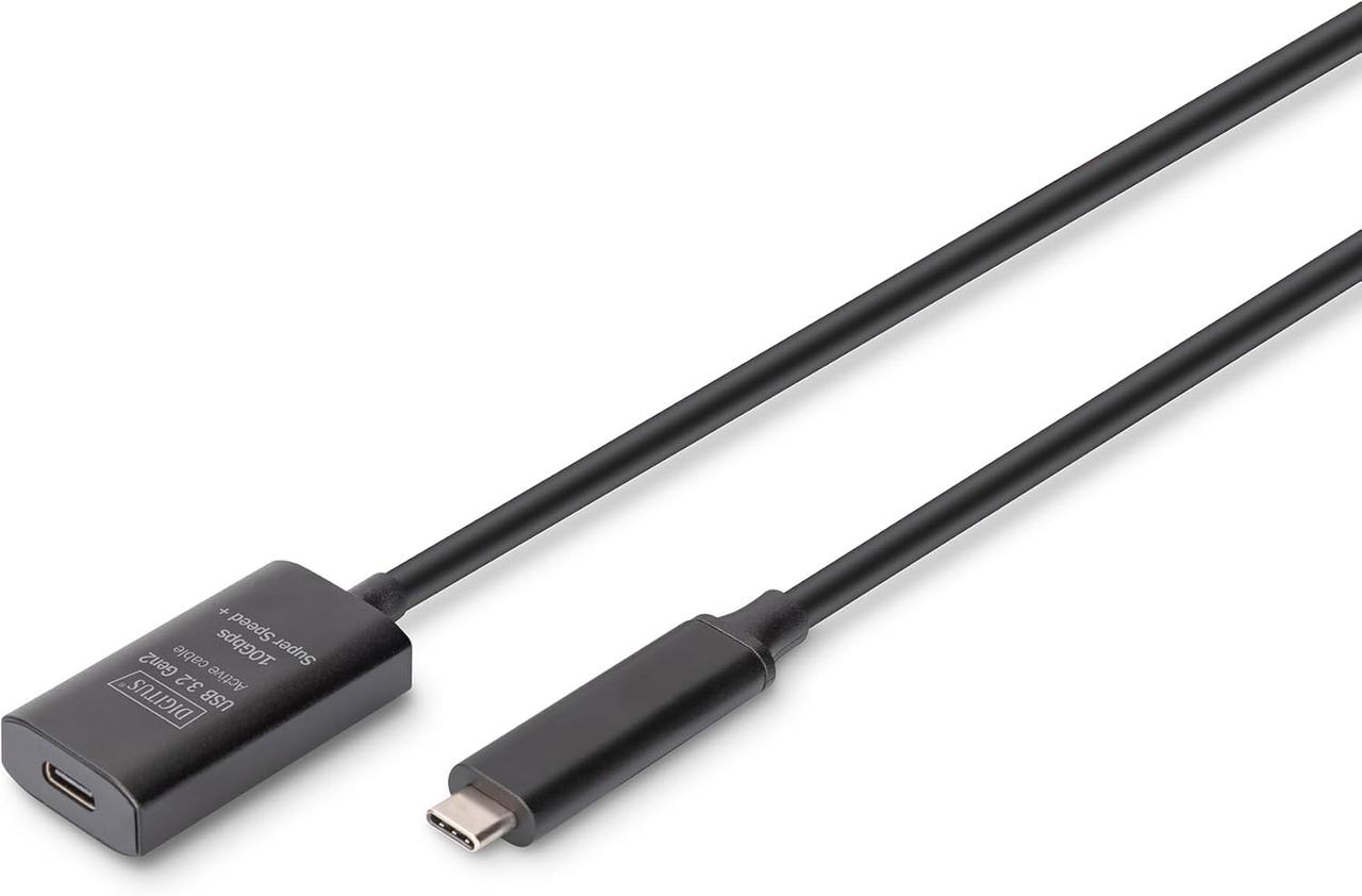 Digitus Подовжувач DIGITUS USB 3.2 Gen2 Active Cable 10G, C/M-C/F, 5м, чорний