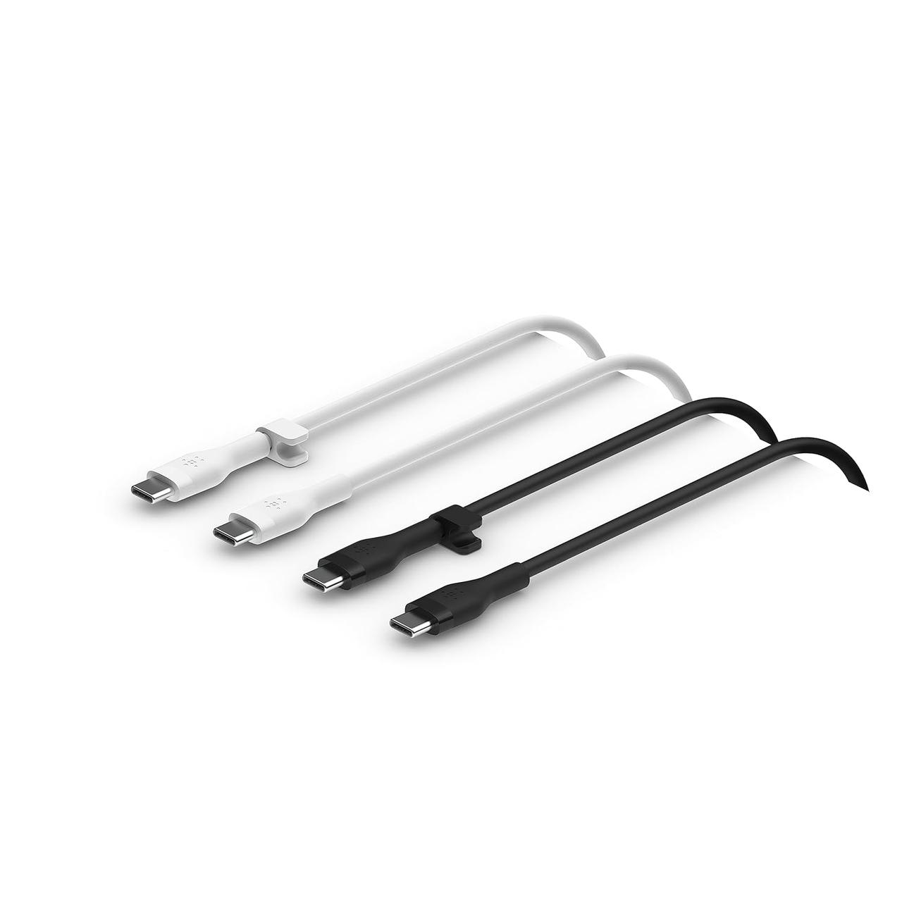 Belkin Кабель USB-C > USB-C заряджання/синхронізації 1м, 60Вт, Type-C, силіконовий з кліпсою (2 Pack)