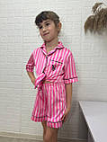 Стильна дитяча шовкова піжама рубашка шорти з вишивкою, фото 3