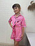 Стильна дитяча шовкова піжама рубашка шорти з вишивкою, фото 4