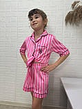 Стильна дитяча шовкова піжама рубашка шорти з вишивкою, фото 6