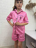 Стильна дитяча шовкова піжама рубашка шорти з вишивкою, фото 7