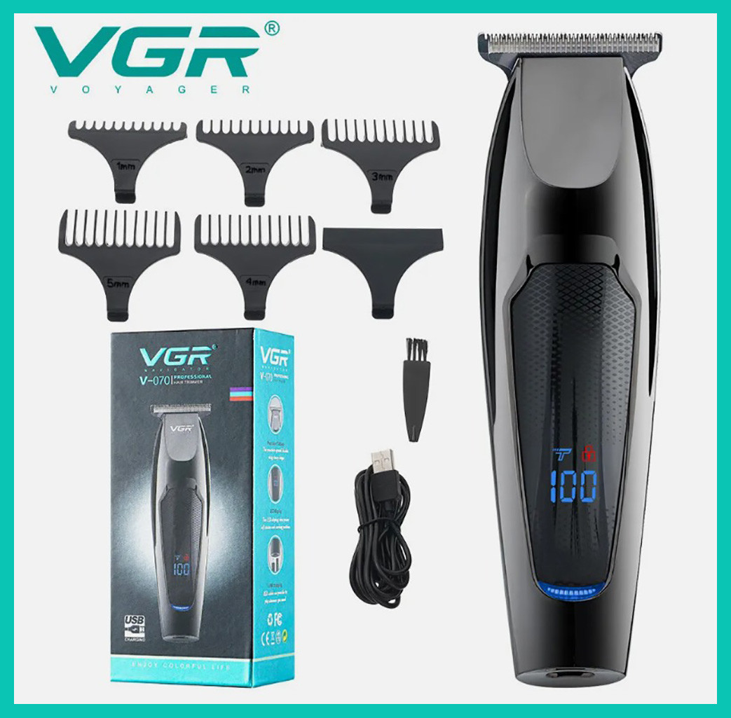 Машинка для стриження волосся VGR V-070 Тример акумуляторний з USB і індикатором заряджання 3 Вт