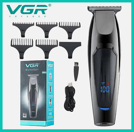 Машинка для стриження волосся VGR V-070 Тример акумуляторний з USB і індикатором заряджання 3 Вт, фото 1