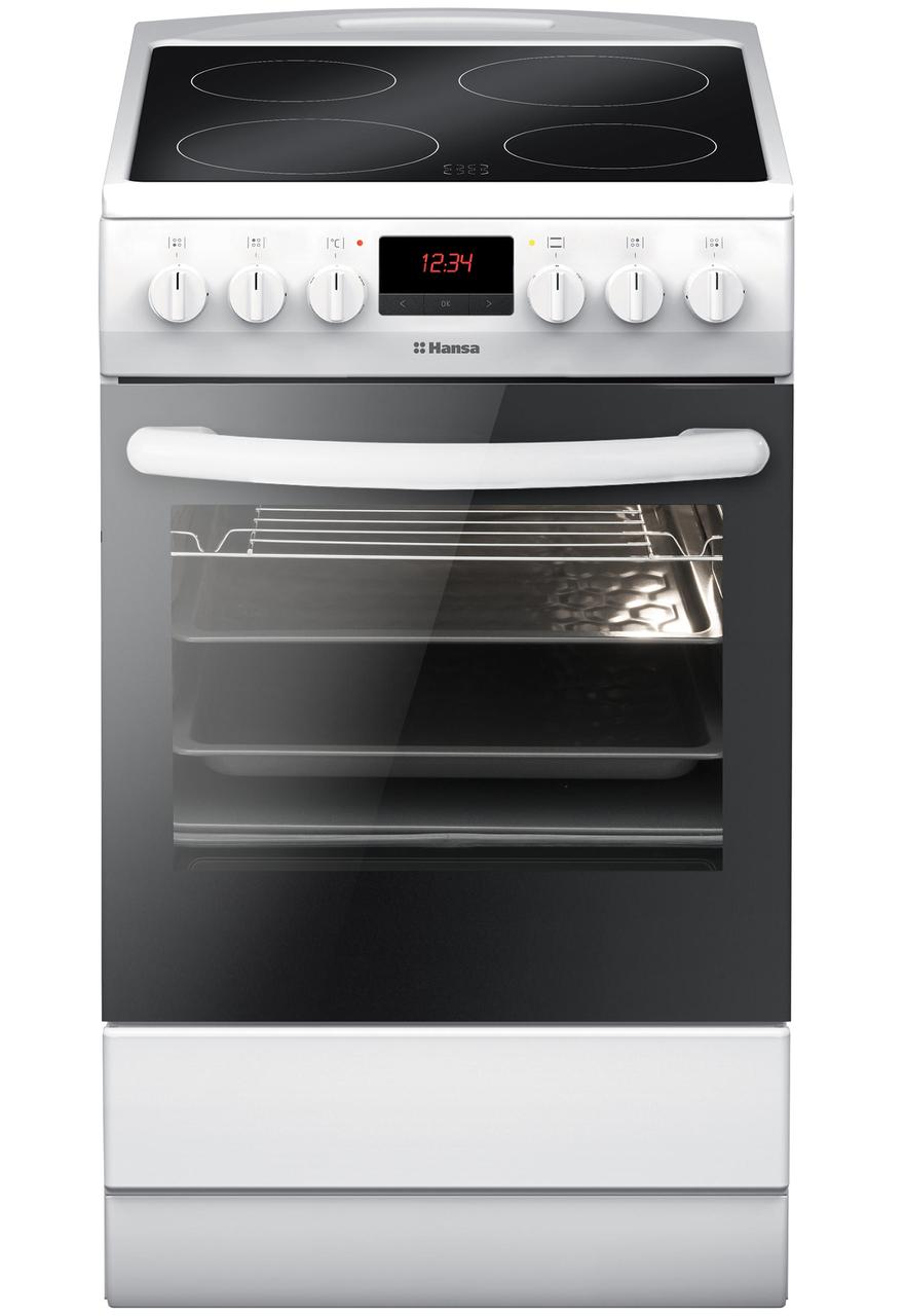 Hansa Плита електрична склокерамічна, 62л, 50x60см, дисплей, конвекція, білий, фото 1