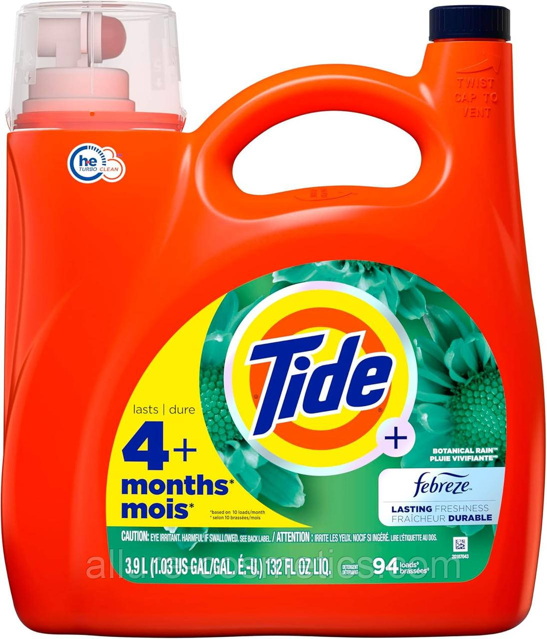 Рідина для прання Tide Febreze Botanical Rain Laundry Detergent Liquid Soap 3.9L 94 loads (США)