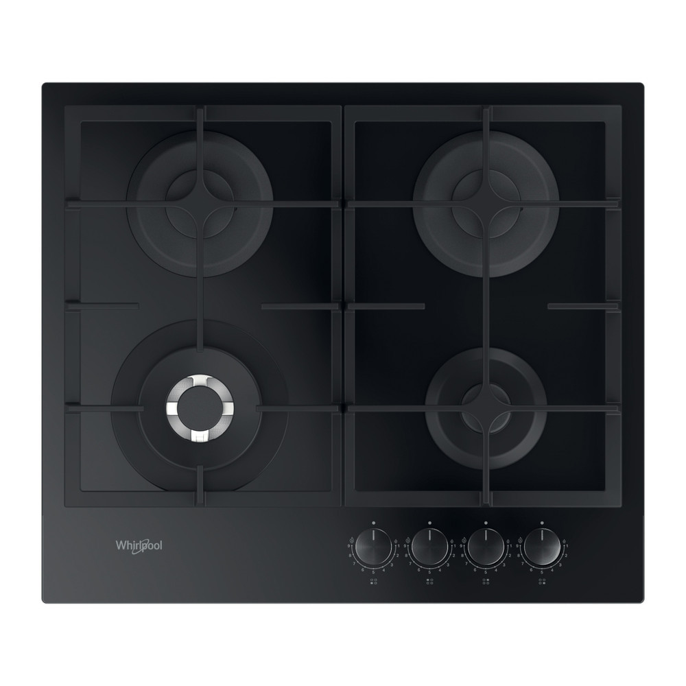Whirlpool Варильна поверхня газова, 60см, чавун, конфорка з подвійним рядом полум'я, чорний