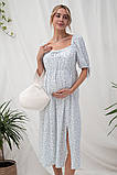 Сукня зі штапелю для вагітних та годування BRIELLA блакитні квіти на білому, фото 2