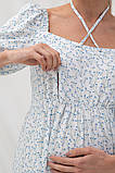 Сукня зі штапелю для вагітних та годування BRIELLA блакитні квіти на білому, фото 7