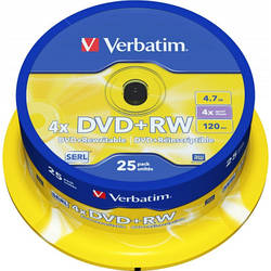 Диск DVD Verbatim 4.7Gb 4x CakeBox 25 шт silver 43489 smart