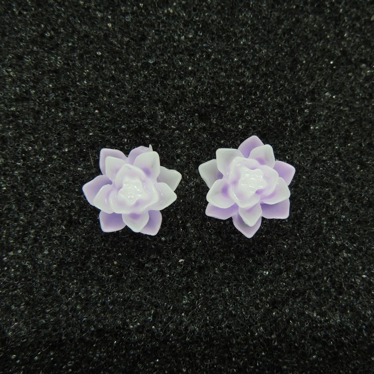 Чарівні дитячі сережки кліпси для дівчаток Liresmina Jewelry "Лілія" у фіолетово-білому кольорі 1 см, фото 1