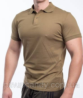 Футболка чоловіча поло з якісної бавовни Bono 400107 однотонна хакі (розміри 46-54), фото 1