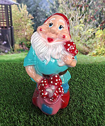 Садовий гном Грибник 42 см - керамічний гном для саду