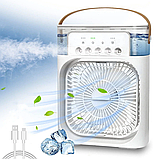 Портативний настільний міні вентилятор з зволожувачем з LED підсвічуванням, фото 2