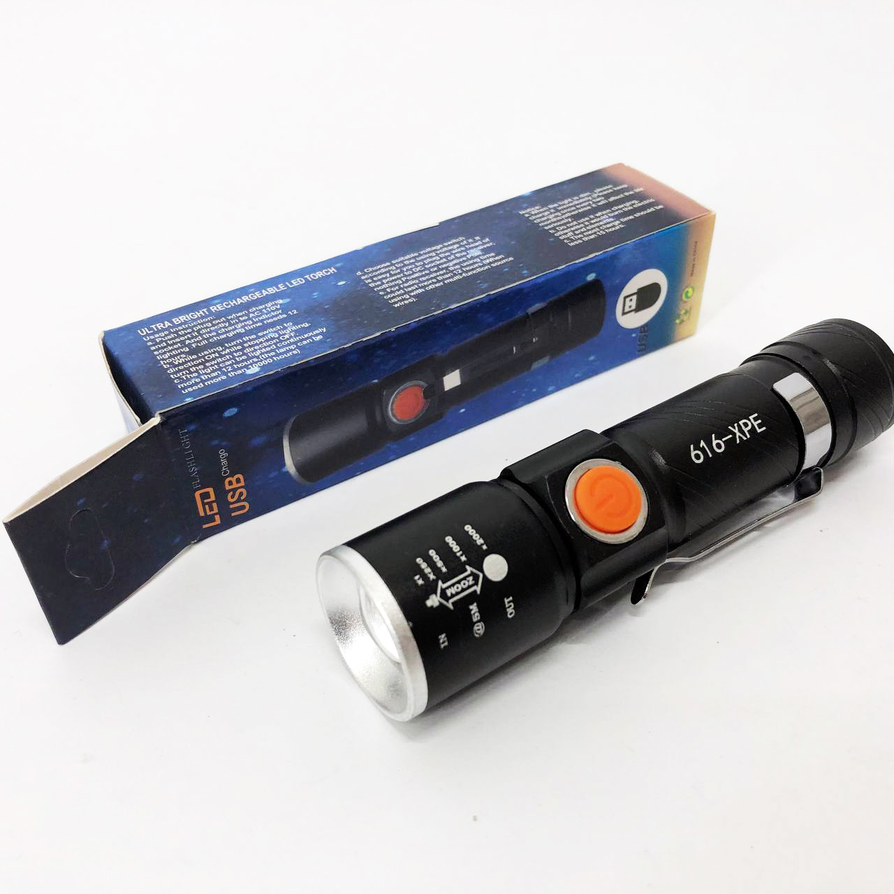 Кишеньковий ліхтарик Police 616-XPE, Портативний світлодіодний ліхтар із зарядкою, Алюмінієвий ліхтар, фото 1