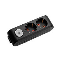 Колодка 2 гнізда з з/к + кнопка ViKo MULTI-LET чорна для подовжувача із заземленням, колодка 2 гнізда 90138200