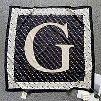 Стильна жіноча хустка Gucci Гуччі з м'якої віскози. Модна брендова літня хустка Бежево — чорний 