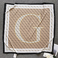 Стильна жіноча хустка Gucci Гуччі з м'якої віскози. Модна брендова літня хустка Молочно-бежева 