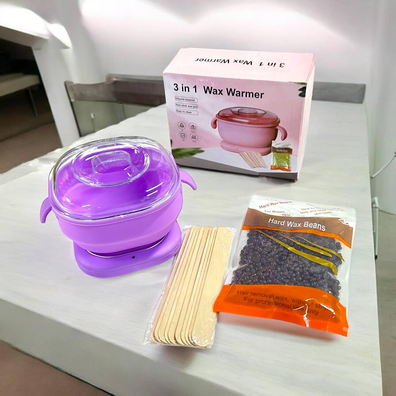 Набір для депіляції 3 в 1 з силіконовим воскоплавом