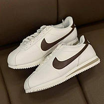 Жіночі кросівки Nike Cortez Beige Brown cacao wow Найк Кортез низькі бежеві з коричневим шкіряні демісезон, фото 3