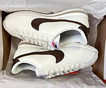 Жіночі кросівки Nike Cortez Beige Brown cacao wow Найк Кортез низькі бежеві з коричневим шкіряні демісезон, фото 6