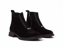 Замшеві черевички без шнурків на гумці з каблуком Жіноче зуття великих розмірів 40 41 42 43 44 COSMO Shoes Camé Vel BS