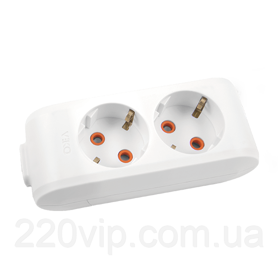 Колодка 2 гнізда з з/к ViKo MULTI-LET біла для подовжувача із заземленням, колодка 2 гнізда 90114200, фото 1