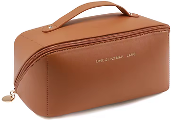 Жіноча розкішна косметичка Cosmetic Bag коричнева з еко-шкіри, кейс для косметики, дорожня сумочка