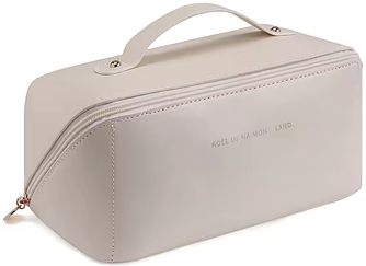 Жіноча розкішна косметичка Cosmetic Bag бежева екошкіра, кейс для косметики, дорожня сумочка