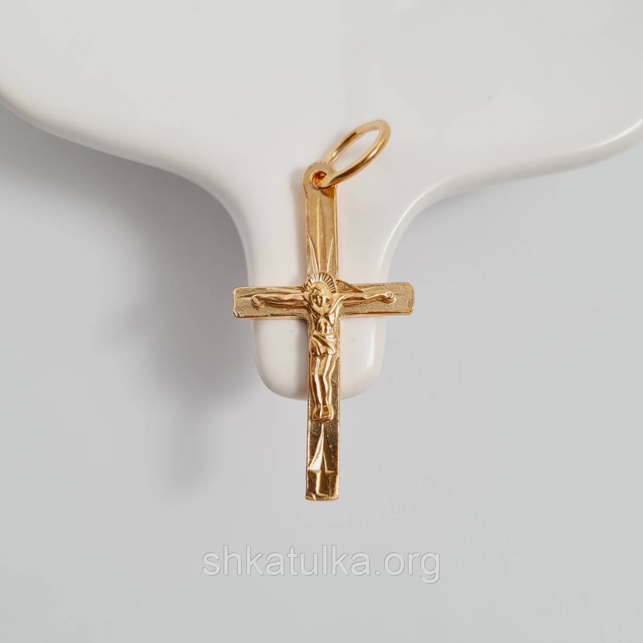 Хрестик срібний з позолотою з розп'яттям і написом Спаси і Збережи