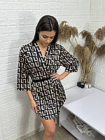 Стильний жіночий халат на запах шовк Армані принтований