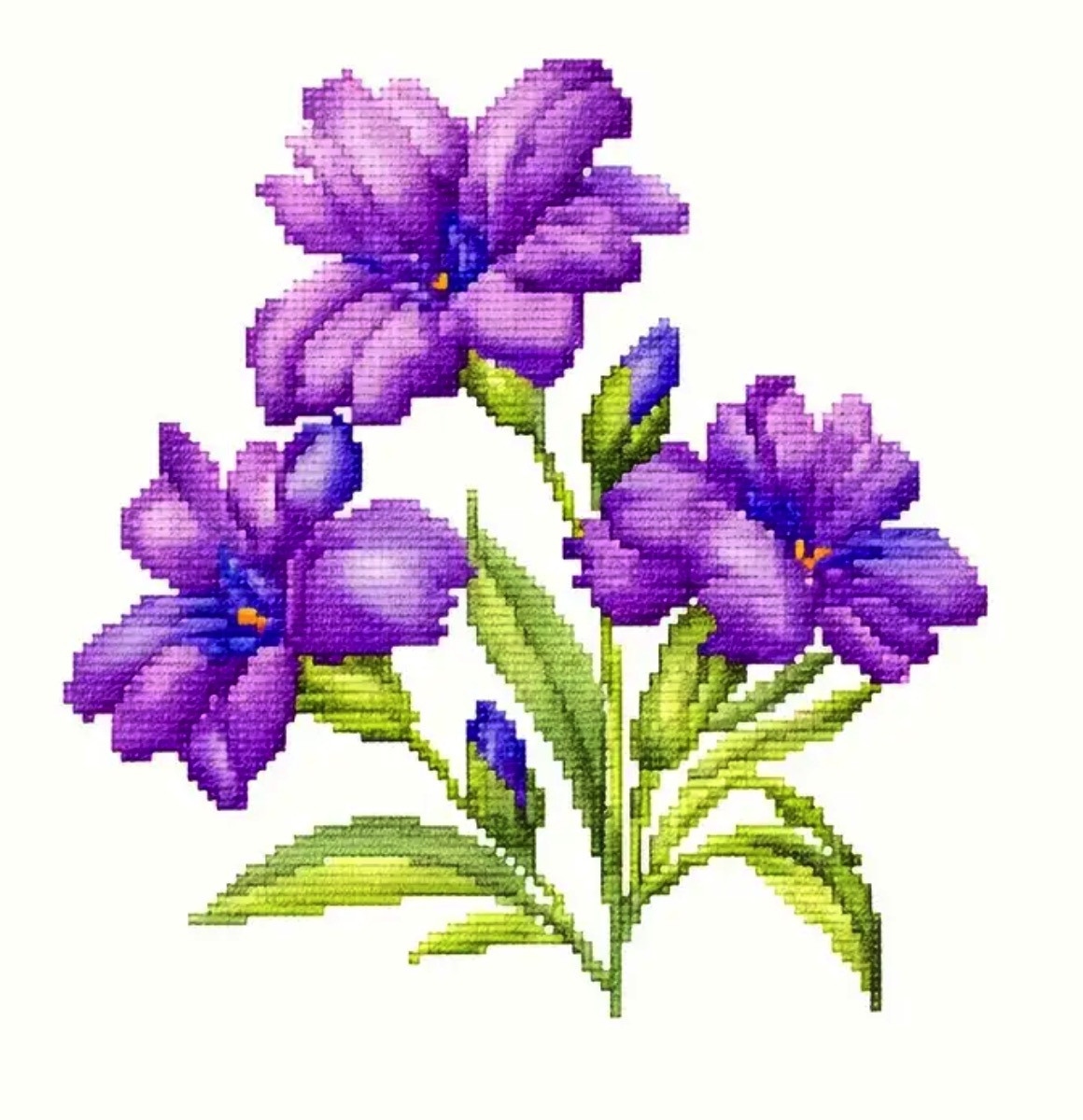 Набір для вишивання за нанесеною на канву схемою "Фіалки". AIDA 11CT printed, 20*20 см, фото 1