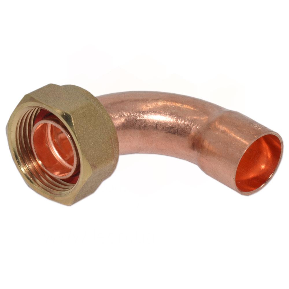 Коліно з накидною гайкою для мідної труби SANHA 15x1/2" (НГ) під пайку (Німеччина) 5002g, фото 1