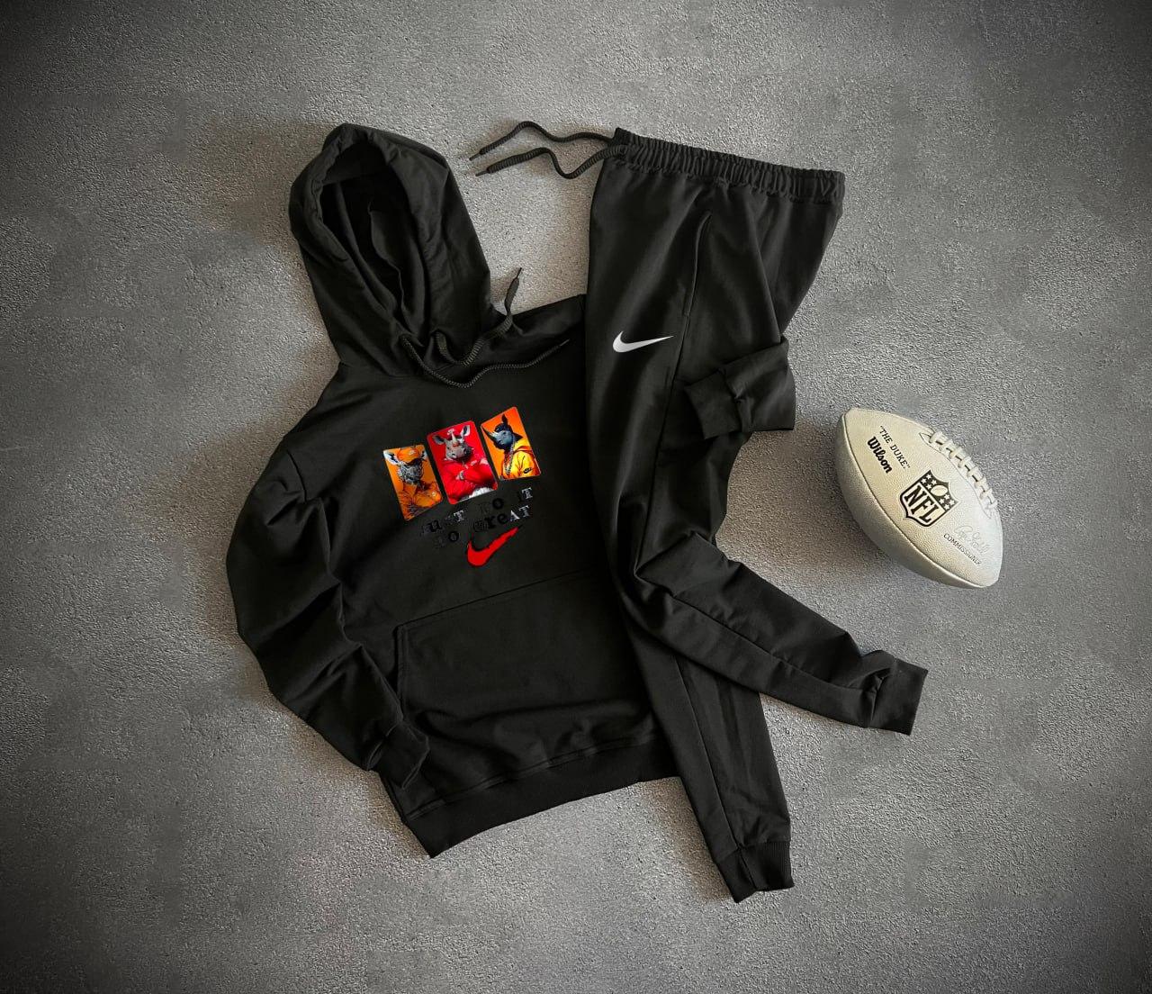 Спортивний костюм чоловічий Nike осінній весняний кофта і штани з капюшоном найк чорний