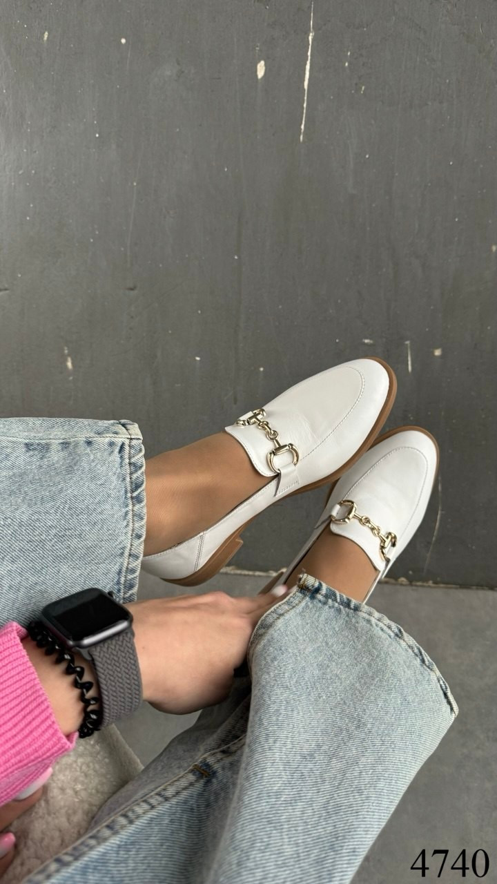 Лофери жіночі, натуральна шкіра,білі, фото 1