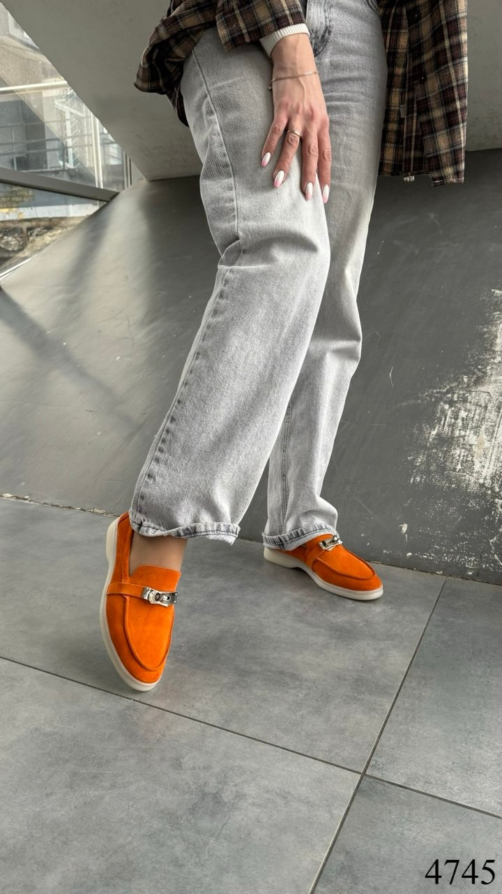 Лофери натуральна замша, померанчові, фото 1