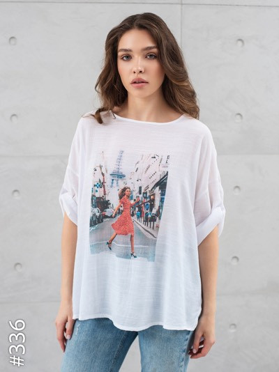 Футболка жіноча Париж XL-4XL льон, фото 1