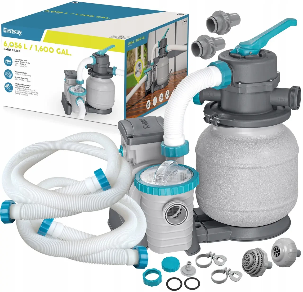 Пісочний фільтр насос Bestway 58497, 5 678 л/год, 9 кг, фото 1