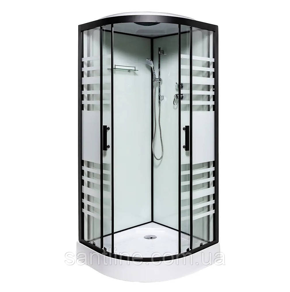 Гідромасажний бокс 90x90x215 см Insana Talija NEW низький напівкруглий піддон розсувні двері, фото 1