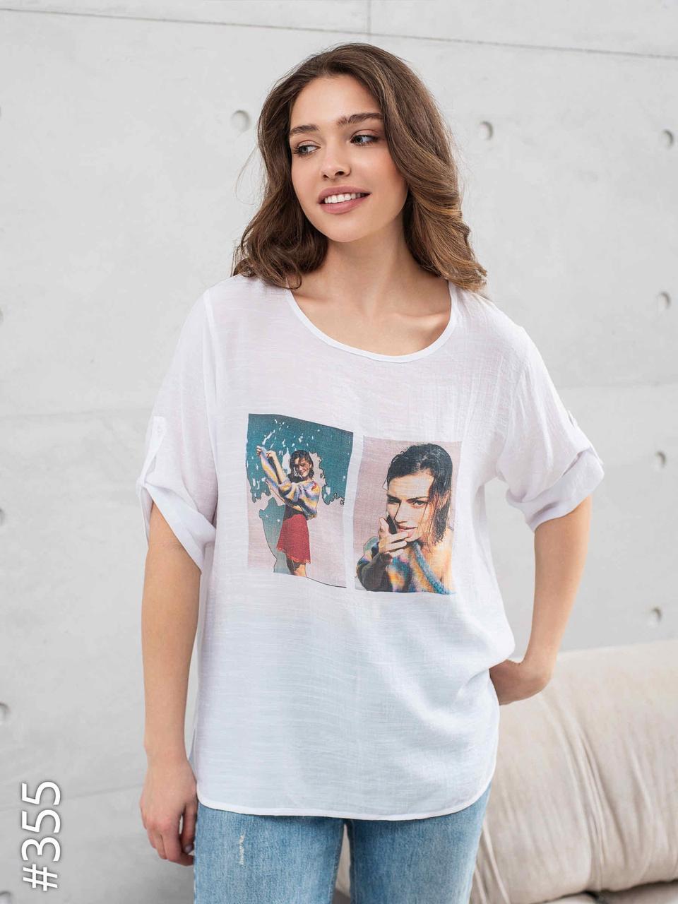 Футболка жіноча, ФОТО XL-4XL льон