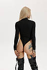 Жіноче чорне боді Кейлі під горло з вирізами Кофта з довгим рукавом, фото 3