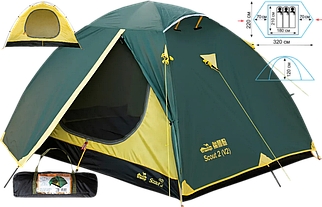 Тримісний намет Tramp Scout 3 v2 | Універсальна двошарова палатка з двома тамбурами і двома входами для туризму та кемпінгу