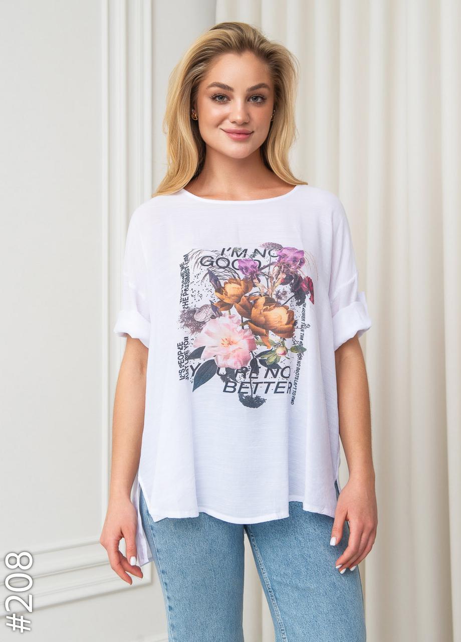 Футболка жіноча, Букет 3XL-6XL батал льон