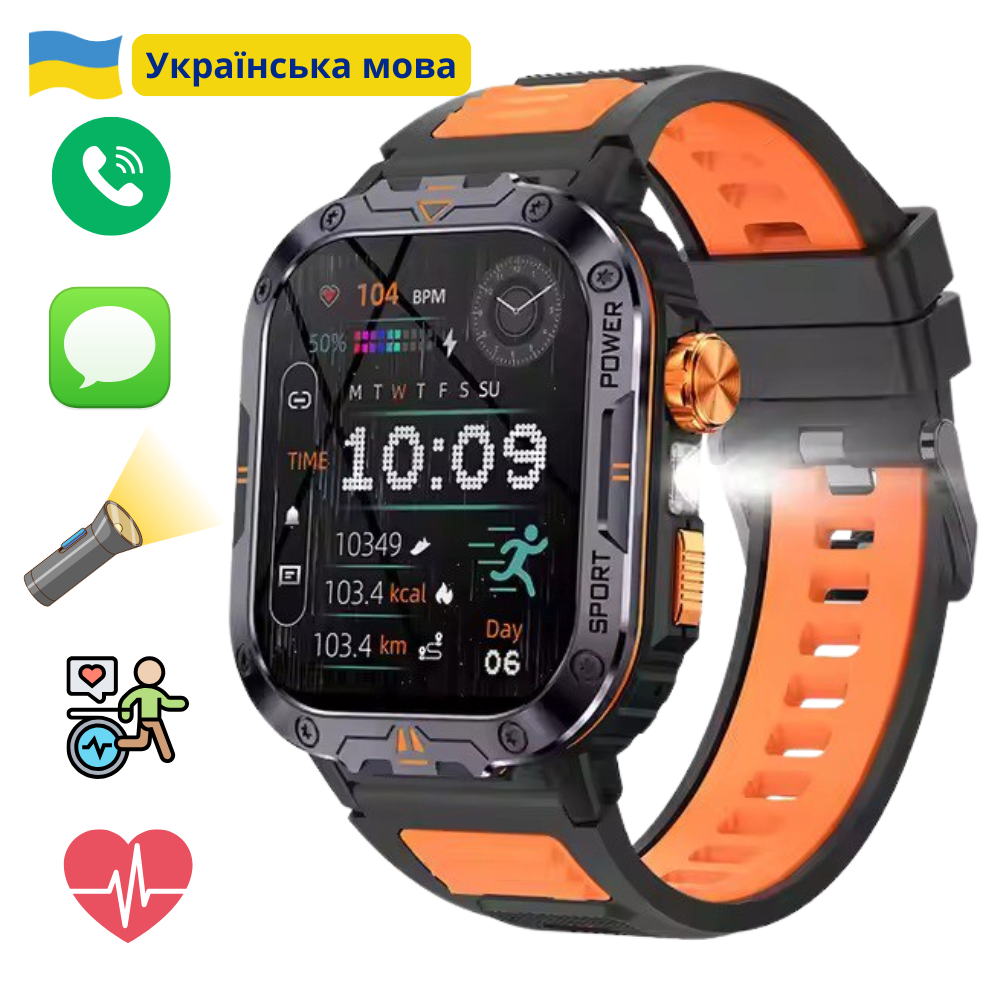 Смарт годинник чоловічий із дзвінком водонепроникний багатофункціональний з українською мовою Modfit Smart Watch