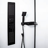 Душовий бокс 90х90х210 см INSANA Kira низький квадратний піддон розсувні двері чорний профіль, фото 6