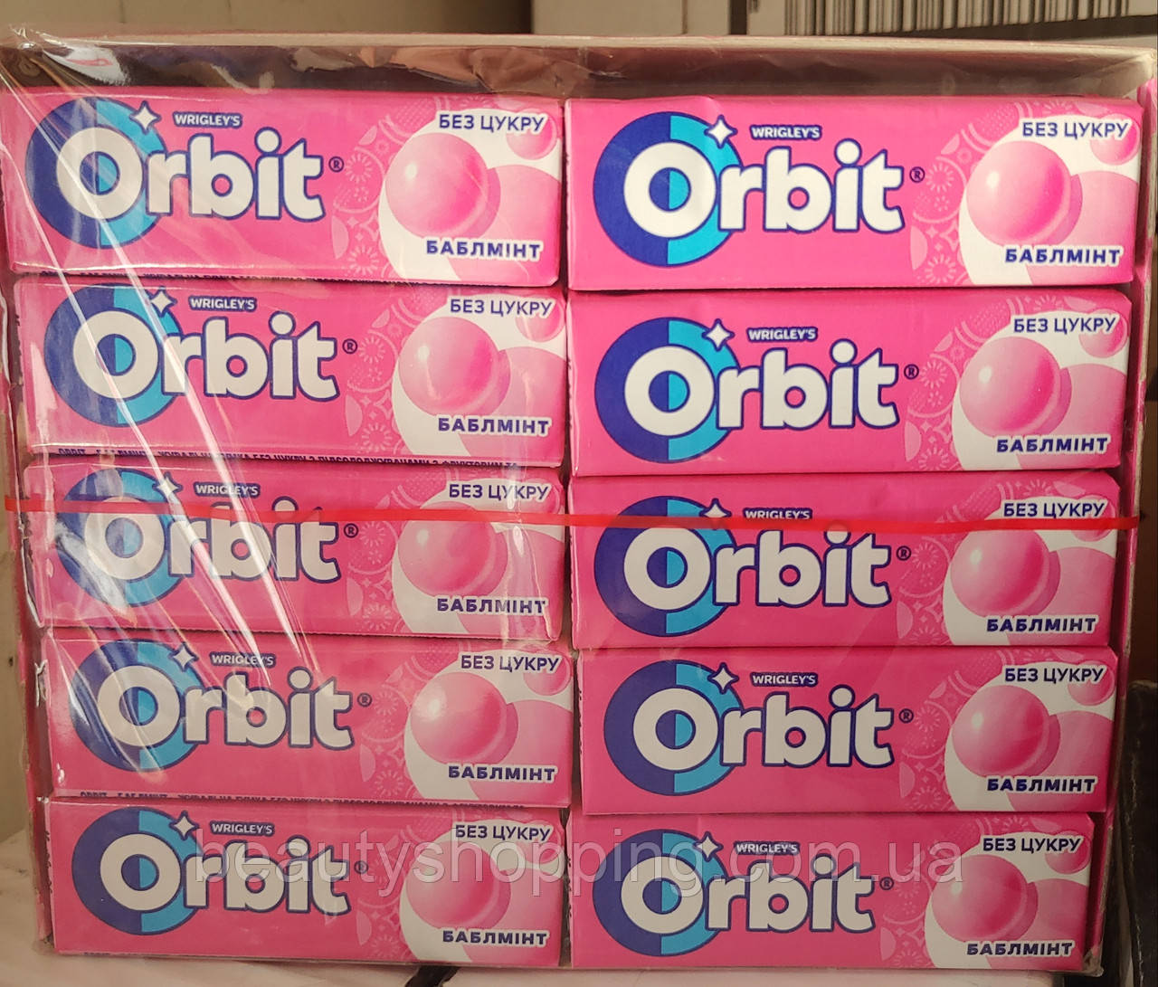 Orbit Bubblemint орбіт баблмінт жувальні гумки з фруктовим і м'ятним смаками 30 штук упаковка