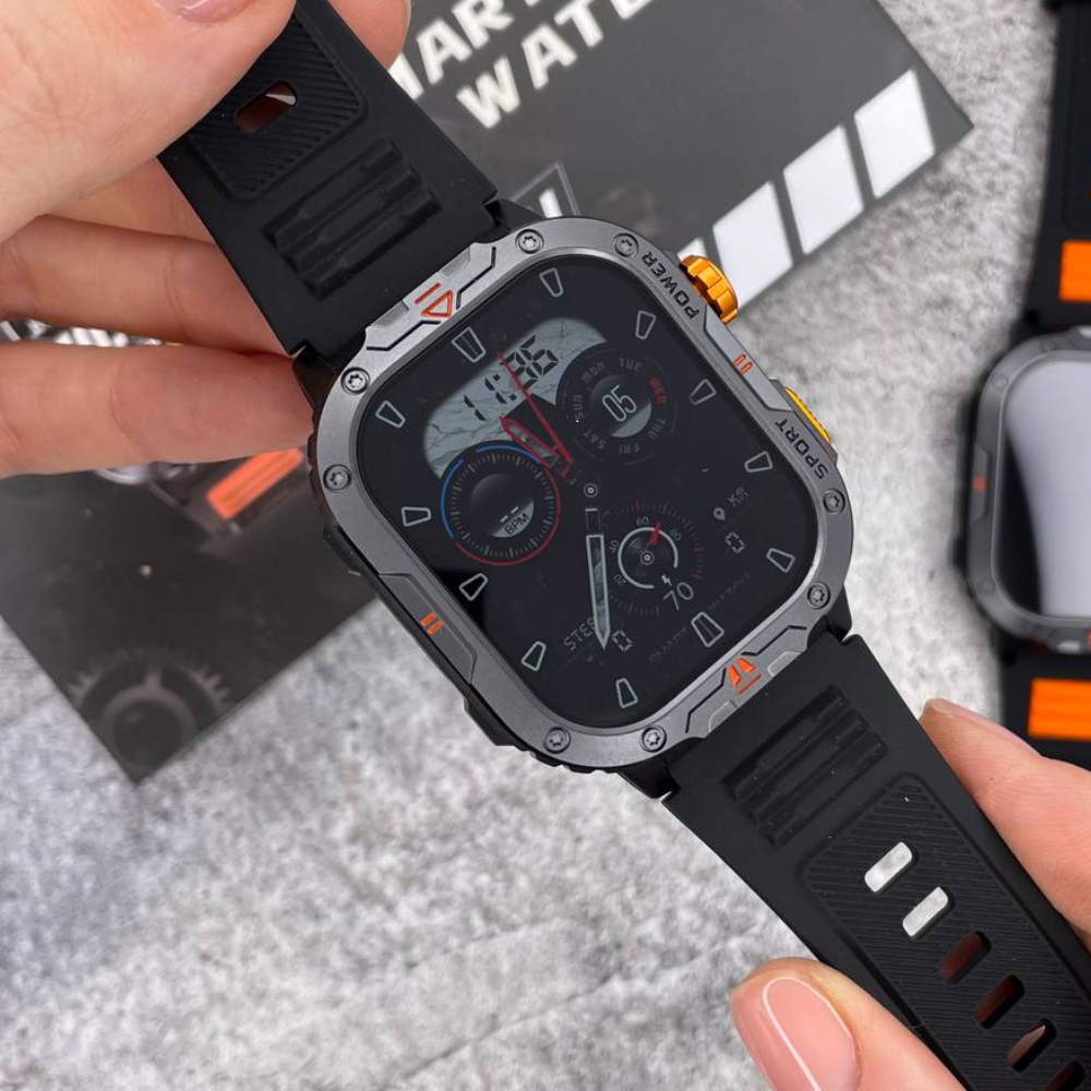 Розумний смарт годинник чорний для чоловіків Smart Watch водостійкий з підтримкою дзвінків Modfit Carbon