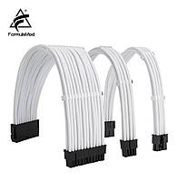 Комплект кабелів-подовжувачів модуля живлення ПК FormulaMod NCK1 ATX 24-Pin+PCI-E 6+2Pin+EPS 6+2Pin 30см білий