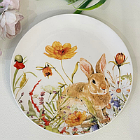 Тарілка керамічна Зайчик у квітах D20*2см Пасхальний посуд